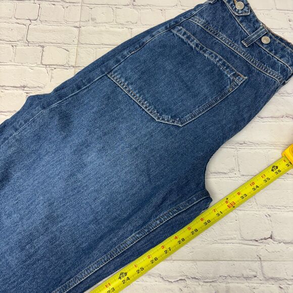Free People We The Free Palmer Cuffed Wide Leg Jeans Size 29 Blue Denim D054 -17 - Picture 7 of 16